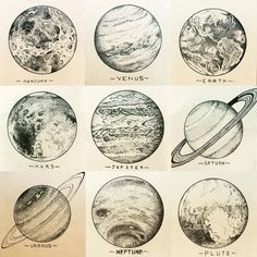 an old book with different types of planets