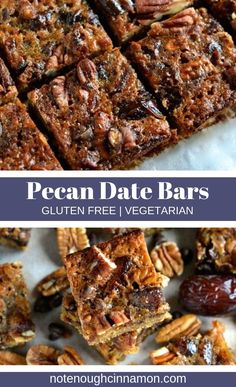 pecan date bars with text overlay