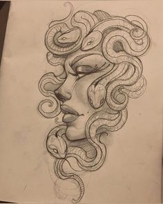 a pencil drawing of a woman's face with curly hair and curls on paper