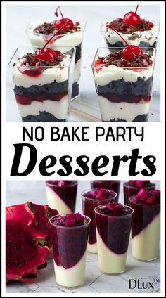 no bake party desserts with pomegranate and cherries