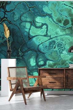 Ocean themed fractal design wallpaper with intricate patterns and soothing colors Bedroom Wallpapers, Underwater Wallpaper, Fractal Design, Ocean Vibes, Shades Of Turquoise, Design Wallpaper, Wallpaper Bedroom, Marble Effect