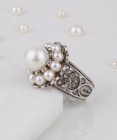 Luxury White Pearl Ring As A Gift, Luxury White Pearl Ring As Gift, Luxury White Baroque Pearl Rings, Unique Pearl Jewelry For Anniversary, Pearl White Gemstone Jewelry, Luxury Handmade Pearl Ring For Wedding, Unique Pearl Drop Jewelry For Formal Occasions, Elegant Sterling Silver Pearl Ring Stamped 925, Unique Pearl White Jewelry For Wedding