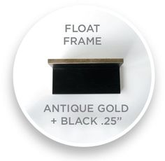 an antique gold and black stamp with the text float frame