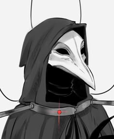 a drawing of a person wearing a bird mask