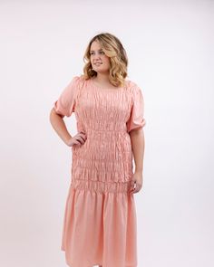 This Blush Dress is the perfect way to look your best! Crafted with soft cotton fabric, it fits perfectly at the waist and its beautiful blush hue adds a subtle elegance. Feel amazing and look stunning in this gorgeous dress! A must-have! Round out your vacation and weekend wardrobe with this plus size dress BeReal Blush Cotton Blend Pink Woven Midi Dress | Pink | Dresses | Materials & Care Instructions: ['80% Cotton, 20% Polyester', 'Machine wash', 'Imported'] Pink Midi Dress With Gathered Waist, Pink Gathered Waist Dress For Brunch, Summer Pink Midi Dress With Gathered Waist, Pink Dress With Gathered Waist For Brunch, Modest Spring Dress With Ruched Detail, Modest Ruched Dress For Spring, Pink Dress With Gathered Waist For Daywear, Modest Ruched Midi Dress For Spring, Elegant Pink Maxi Dress With Smocked Back