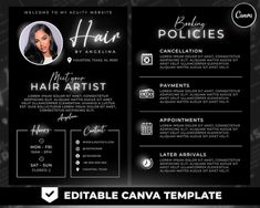 a black and white resume template for hair stylist