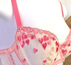 Heart Bra, Bra And Panties Set, Crystal Bra, Embroidered Hearts, Cute Lingerie, Embroidered Heart, Mötley Crüe, Cute Heart