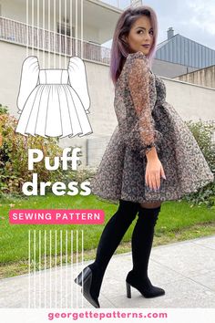 the sewing pattern for this dress is easy to sew and has long sleeves that are very