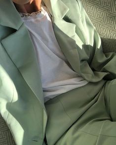 Colorful Blazers, Mint Aesthetic, Mint Green Aesthetic, Fotografi Vintage, Aesthetic Colors, Winter Trends, Green Pants, Soft Grunge