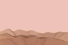 an abstract landscape with mountains and hills in the distance, on a pale pink background