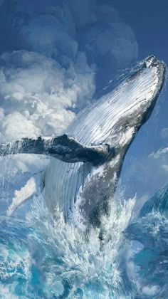 a humpback whale jumping out of the water