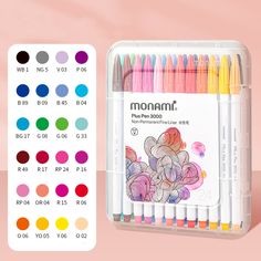 monami Plus Pen 3000 Marker 12/34/36 Colors Set Watercolor Blending, Funny Nicknames, Paper Folder, Marker Set, Stationary School, Pencil Eraser, Stationery Organization, Kawaii Stationery, America And Canada