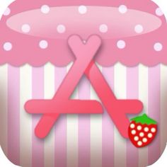 a pink cupcake with white polka dots and a strawberry on the top is shown