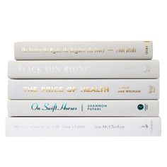 Modern Snowfall Book Stack, S/5. Features a blend of five authentic hardback books published 1990-Present all displayed in a handsome pyramidal stack. The blended white color tones make this Book Stack an inspired choice for any room. Enhance a coffee-table, side-table or bookshelf with these decorative books. Titles will differ from those pictured but color pattern will remain the same. Light age appropriate wear suitable for reading and book décor. Some books may have remainder marks in ink, a Coffee Table Pictures, White Books, Decorative Books, Book Stack, Aesthetic Look, Book Bundles, Stack Of Books, Coffee Table Design, Coffee Table Books