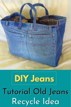 an old jeans recycle idea with the words diy jeans