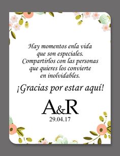 an ornate frame with flowers and the words, i gracias por estr agui