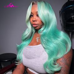 Color Wig Install, Encourage Mint, Hair Influencer, Mint Green Hair, Lace Wigs Styles, Frontal Wig Hairstyles, Birthday Hairstyles, Wig Install