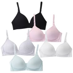 PRICES MAY VARY. 【MATERIALS】:95% Cotton -comfortable and easy to wear, 5% Spandex -Soft and Elastic 【WIRE FREE】: Soft Wireless solid bra has good support, like sports bra, great for teens ladies in sports activites and everday use. 34A Bust 30.5-34 Under Bust 28.5-30" 【WIDE USE】: Not only as soft sports bra for developing teens, but also as basic everyday bra for women with A cup. 【Protect you grow up healthily and happily 】- Big girl’s wire free sport bra can reduce vibration, protect your ches Best Bras For Large Bust On Amazon, Cute Bras Sets, Cute Bras Aesthetic, Cute Sports Bras, Bra Shopping, Cheap Bras, Bra For Women, Fasion Outfits, Sport Bras