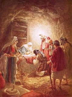 the birth of jesus is depicted in this painting