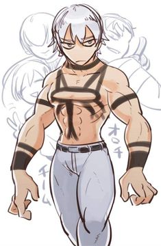 an anime character with no shirt on