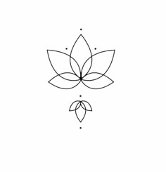 a line drawing of a flower with two petals on each side, and three dots in the middle