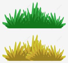 two green and yellow grass illustrations on white background, illustration, cartoon png and psd