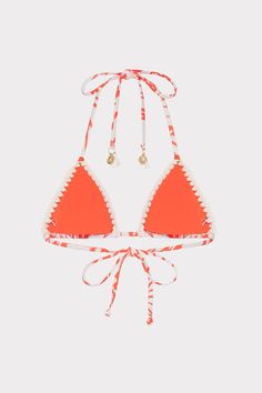 For Resort, our classic string bikini top comes in vibrant, beachy prints with a delicate crochet trim for chic and easy seaside looks with a delicate crochet trim. It’s padded with removable cups and ties around the neck and in the back. Wear it with its coordinating string bikini bottom. Beachy Prints, Delicate Crochet, Trendy Bikinis, Swimsuits Outfits