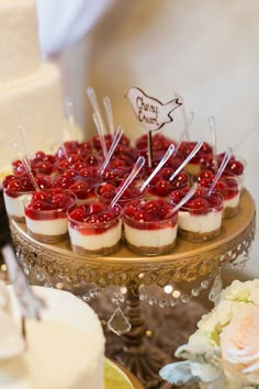 small desserts are arranged on a cake stand