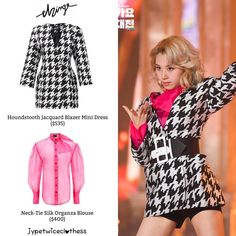 Jenny Lin, Jacquard Blazer, Blazer Mini Dress, Organza Blouse, Silk Organza, Kpop Idol, Neck Tie