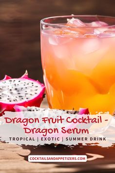 This Red Dragon fruit rum drink is called a Dragon Serum cocktail. Dragon fruit combined with Dragonberry Rum, cranberry juice and orange juice for a Dragon fruit drink great for boozy summer drinks, rum spring drinks and anytime you're craving an alcoholic tropical drink!