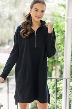 shop the mint, trendy online boutique, boutique clothing Plus Size Sweatshirt Dress, Spring Cotton Sweatshirt Dress, Cotton Relaxed Fit Sweatshirt Dress, Casual Hooded Cotton Sweatshirt Dress, Plus Size Oversized Sweatshirt Dress, Black Sweatshirt Dress, Neutral Sneakers, Happy Black, Girl's Back