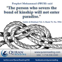 a poster with an image of a rope and the words,'the person who severes the bond of kinship will not enter paradise '