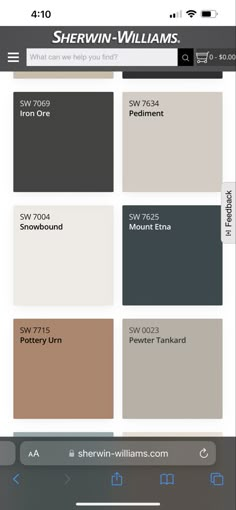 the color scheme for sherylin williams's new paint palettes is shown