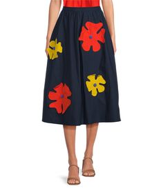 From COREY LYNN CALTER, this skirt features:Cotton poplin fabrication A-line silhouette Applique flowers with pom pom center LinedStraight hemline Zip back closure Approx. 30" length Organic cotton Machine wash/dry flat Imported. Applique Flower, Applique Flowers, Line Skirt, Gianni Bini, Dillard's, We Wear, A Line Skirt, Cotton Poplin, A Line Skirts