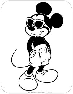 the mickey mouse is hugging his friend in this black and white drawing by disney characters