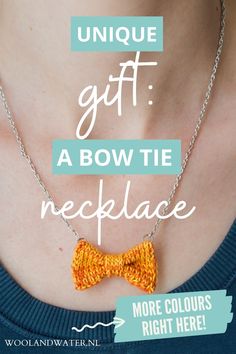 A mini bow tie necklace in orange on a white woman's chest. Orange Bow Tie, Boho Necklaces, Necklaces Handmade, Orange Bows