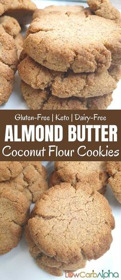 almond butter coconut flour cookies stacked on top of each other