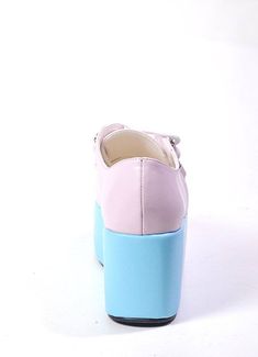 Material: Faux leather ,PU Heel height 3" Lace Up Shoes Color: Pink, Blue Cotton Candy Shoes, Pink Platform Boots With Round Toe, Pink Lace-up Platform Boots For Spring, Pink Platform Lace-up Boots With Round Toe, Pastel Goth Shoes Heels & Wedges, Candy Pastel, Platform Creepers, Denim Hoodie, Bat Pattern