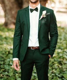 This elegant outfit is designed with high quality wool material. it is suitable for all kinds of occasion and comes in 2 pieces ( blazer + pant trouser) the blazer can be worn with any kind of trouser or jeans   for custom orders,  please feel free to start a conversation for further enquiries. i hope you have a pleasurable shopping experience Green Suit Men, Green Wedding Suit, Mens Wedding Suits, Suit Green, Green Tuxedo, Groom Wedding Attire, Emerald Green Weddings, Wedding Suits Groom, Stylish Suit