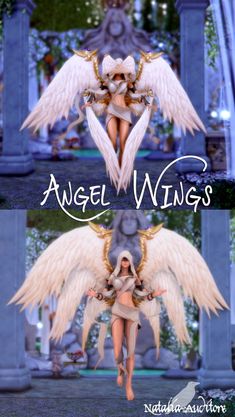 two images of angel wings with the words angel wings above them and an image of a woman