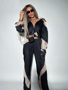 Elegant Loose Set – Fashionsarah.com High Waist Outfits, Loose Trousers, Casual Long Sleeve Shirts, High Waist Pants, Ankle Length Pants, Casual Sets, Women Set, High Waisted Trousers, Waist Pants