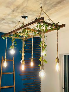 #homedeco #pendinglight #woodlamp #farm #homemade #vintage Living Room Wall Designs, Diy Lampe, Salon Interior Design, Terrace Design, House Plants Decor, Cafe Interior Design, Studio Apartment Decorating, Balcony Decor, Bathroom Wall Decor