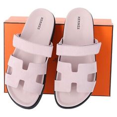 Top Rated BNIB New Hermes Womens Suede Sandals Chypre Rose Porcelaine Pink Size 39.5, Bags Spring Luxury Pink Slides, Luxury Pink Round Toe Sandals, Luxury Pink Sandals With Round Toe, Luxury Pink Sandals For Vacation, Luxury Pink Sandals For The Beach, Suede Sandals, Top Rated, Women's Shoes Sandals, Bags Handbags