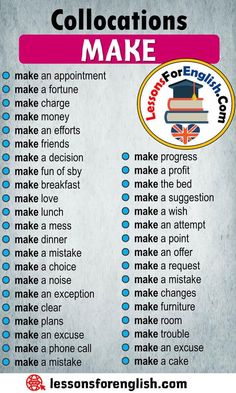 a poster with the words collocations to make