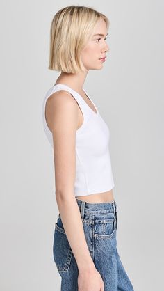 perfectwhitetee Blondie Structured Rib Bra Friendly Tank | Shopbop White Sleeveless Elastane Tank Top, White Sleeveless Tank Top With Minimal Stretch, Seamless Cotton Top For Spring, White Sleeveless Tank Top, Cotton Top With Seamless Construction For Spring, White Minimal Stretch Sleeveless Top, White Sleeveless Top With Minimal Stretch, White Stretch Crop Top Tank, White Seamless Tops For Everyday