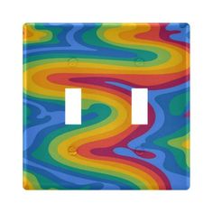 a multicolored light switch plate cover with an abstract swirl design on the front