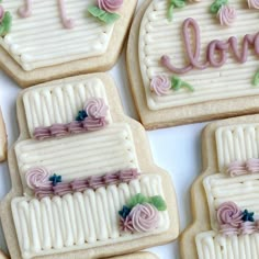 decorated cookies with the word love on them