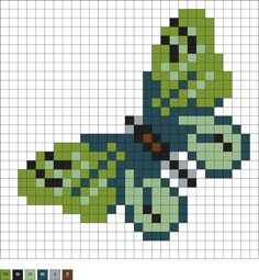 a cross stitch pattern with a green and black teddy bear on it's back