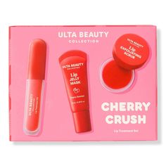 The Scoop: The ultimate lip care set designed to pamper and perfect your pout. This Ulta Beauty Collection Cherry Crush Lip Treatment Kit features three luxurious lip products that work in harmony to leave your lips irrestibly soft and smooth Cute Lip Balm, Makeup Remover Balm, Peachy Lip, Exfoliating Lip Scrub, Jelly Mask, Lip Jelly, Beauty Crush, Cherry Crush, Excess Skin