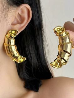 1pair Exaggerated Geometric Design Earrings (European And American Style) | SHEIN USA